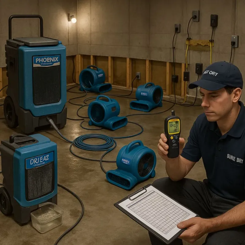 Structural Drying and Dehumidification process in Bloomfield, NJ